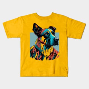 Sophisticated Suited Dog Art - Elevate Your Wardrobe with this Stylish Design! Kids T-Shirt